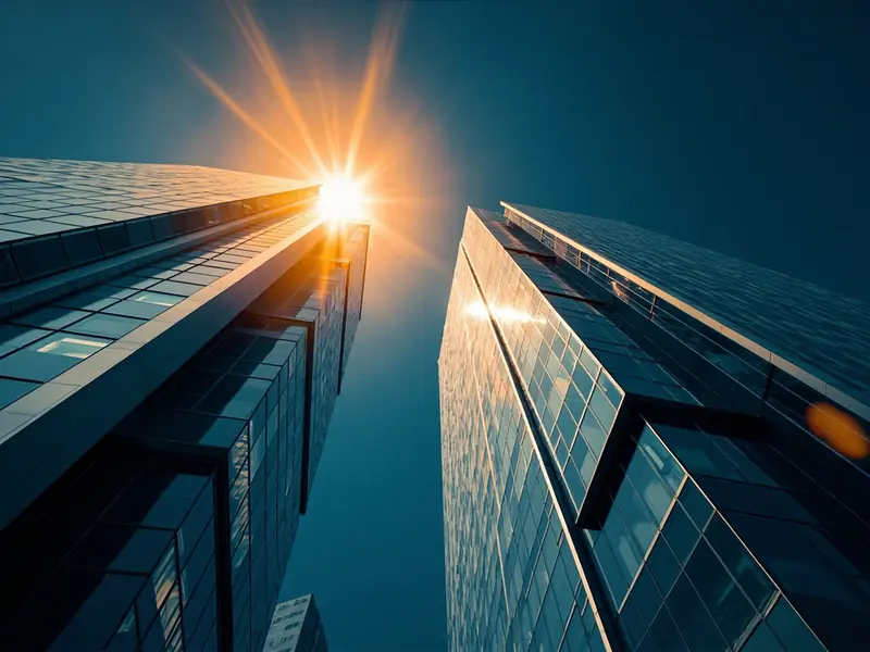 Modern bank towers in glass and steel
